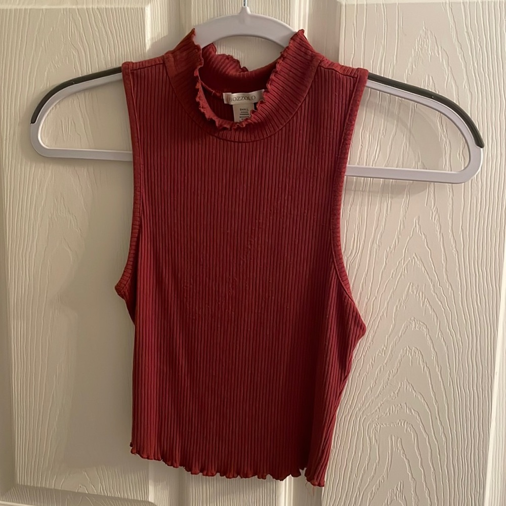 Burnt Orange Ruffle Crop Top